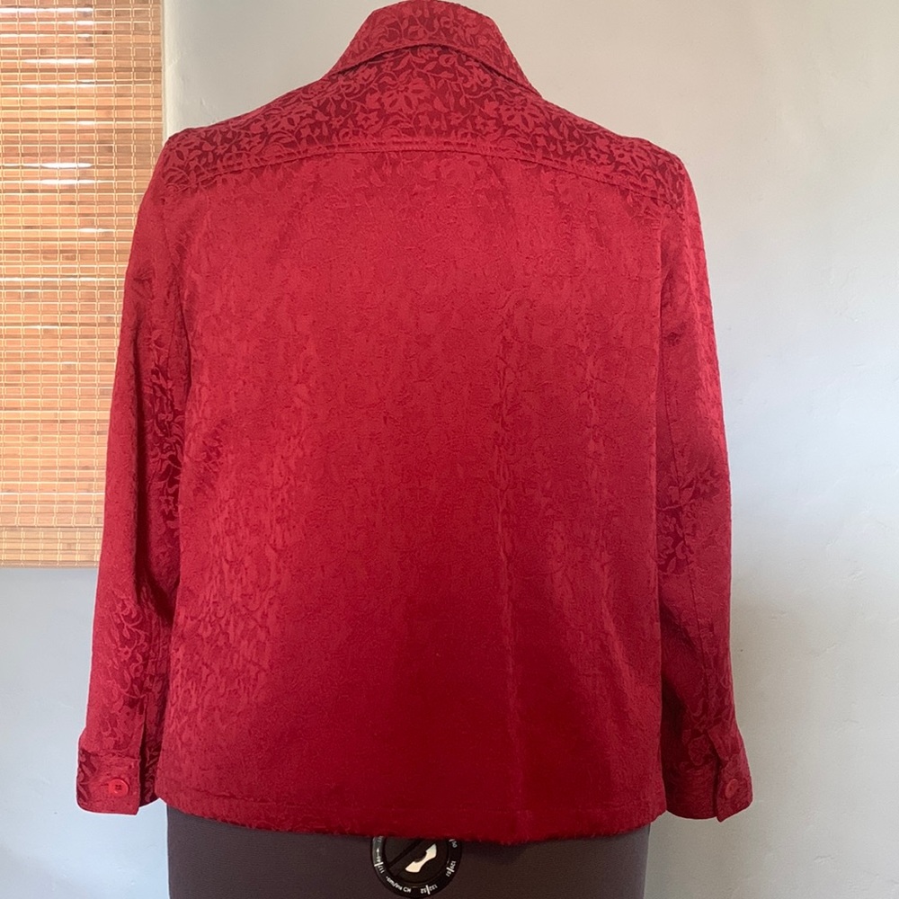 Jones of New York Red Brocade Blazer Size 1X - Picture 4 of 13